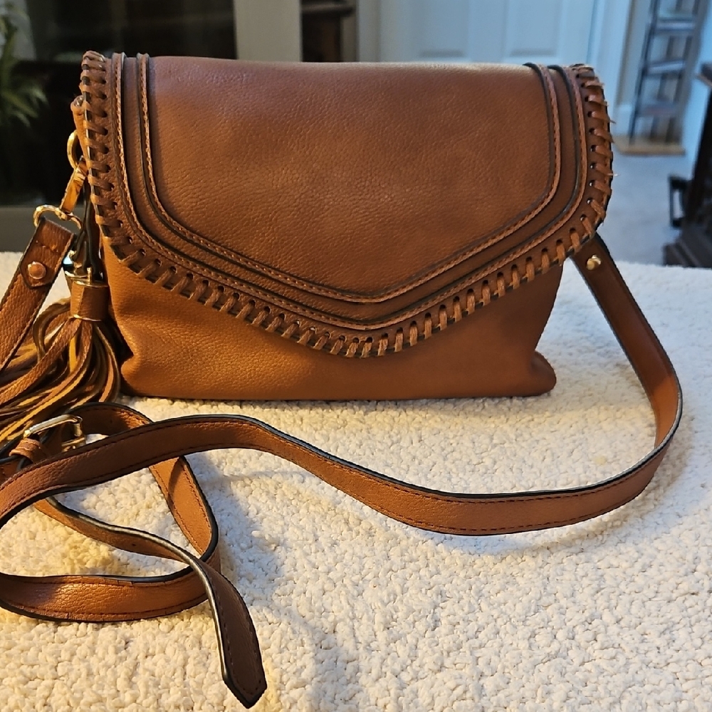 Francescas Brown Leather Crossbody Bag